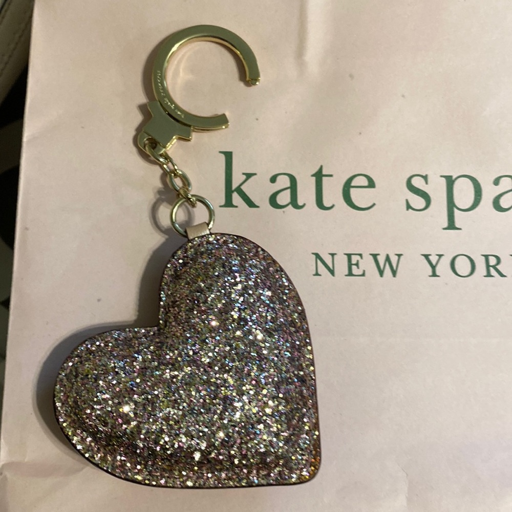 Kate spade Pink sparkle heart key chain